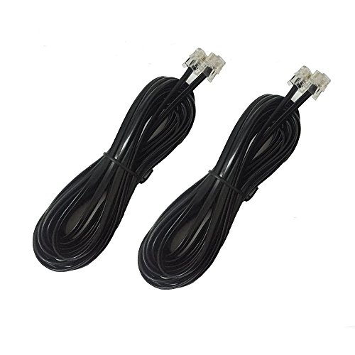 Product Cover YUSHVN 2 Pack Black Phone Cord 5M 16.5ft Telephone Line Extension Cord Cable Wire Male to Male RJ11 6P4C Modular Plug for Landline Telephone Fax Machine