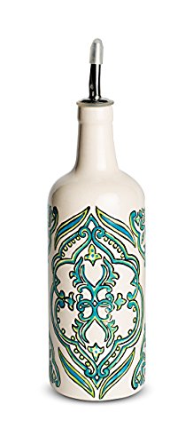 Product Cover Thyme Ceramic Hand Painted Oil Bottle, White & Green, 350ml