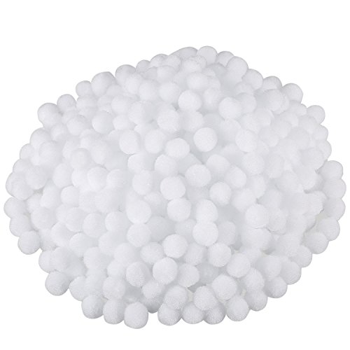 Product Cover Blulu Pompoms for Craft Making and Hobby Supplies, 500 Pieces, 1.2 cm/ 0.5 Inch (White)