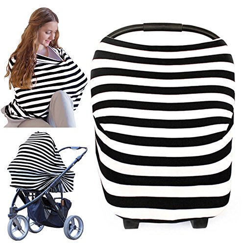 Product Cover Nursing Cover for Baby Breastfeeding - Car Seat Canopy by KeaBabies - All-in-1 Soft Breathable Stretchy Carseat Canopy - Infinity Nursing Cover Up for Girls, Boys (BFF Black)