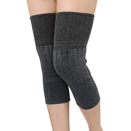 Product Cover Accordy Wool Cashmere Knee Brace Pads Winter Warm Thermal Knee Compression Sleeve for Women Men,Gray,2-Per Pack(1 Pair)
