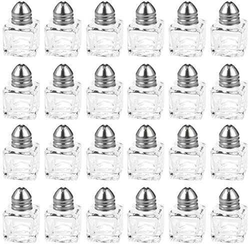 Product Cover Salt and Pepper Shakers Set - 24-Piece Set of Salt Pepper Shakers, Glass Kitchenware, Mini Salt and Pepper Holders, Transparent, Holds 0.5 Oz