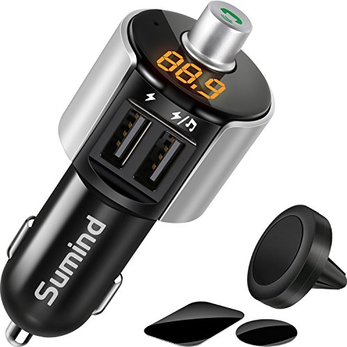 Product Cover Sumind Car Bluetooth FM Transmitter, FM Radio Adapter Transmitter, 5V/ 3.4A Dual USB Ports Charger Compatible iPhone and Android Smartphones, Hands-free Calling, U-disk MP3 Player(Pattern 1)