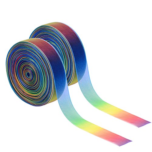 Product Cover Shappy 1 Inch Shimmer Sheer Organza Ribbon, Rainbow Colors (100 Yard)