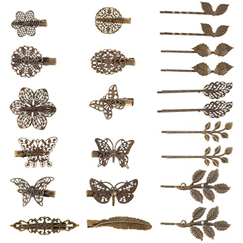 Product Cover BBTO 22 Pieces Vintage Hair Clips Barrettes Bronze Leaf Bobby Pin Flower Butterfly Heart Hair Clip for Girls and Women, Mix Styles