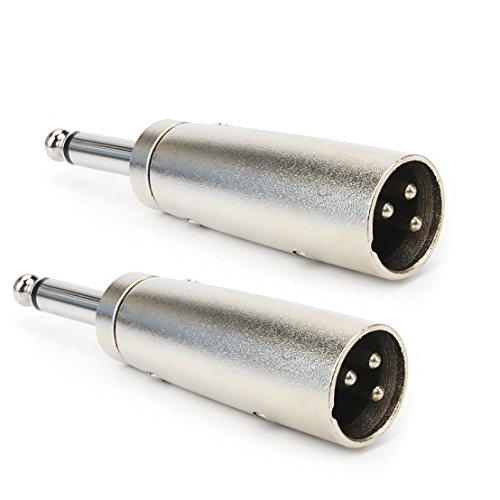Product Cover TISINO 1/4 inch TS to XLR Male Adapter, Quarter Inch 6.35mm Mono Plug to Male XLR Unbalanced Converter Audio Connectors -2 Pack