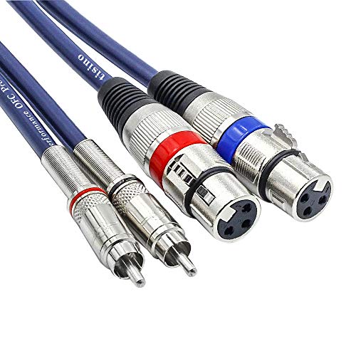 Product Cover TISINO Dual XLR to RCA Cable, Heavy Duty 2 XLR Female to 2 RCA Male Patch Cord HiFi Stereo Audio Connection Interconnect Lead Wire - 5 ft / 1.5m