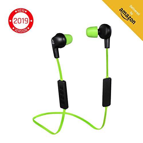 Product Cover KLIM Pulse Bluetooth 4.1 Earphones - New 2020 Version - Wireless Earbuds - Noise Reduction - Perfect for Sport, Music, Phone Calls, Gaming, etc. Magnetic + New Shape Memory Tips - Green