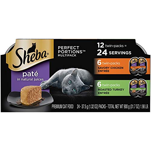 Product Cover Sheba Perfect Portions Multipack Chicken Entree and Turkey Entree Wet Cat Food, 2.6 oz, 12 Twin Packs