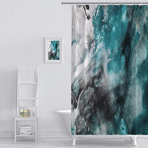 Product Cover Shower Curtain abstract background watercolor background abstract oil on abstract watercolor art hand Art Print Polyester Fabric Bathroom Decor Sets with Hooks 72 x 72 Inches, Green