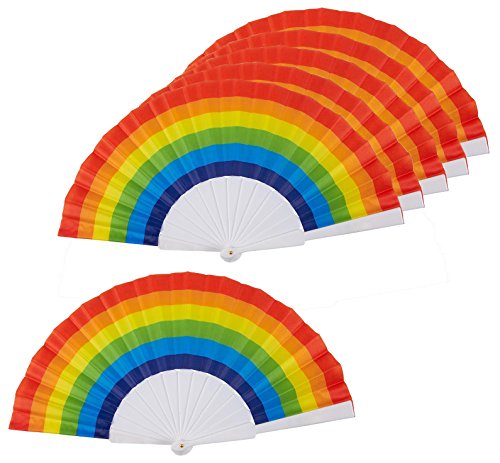 Product Cover Juvale Rainbow Fans - Pack of 6 - Rainbow Party Supplies - Ideal for Rainbow-Themed Parties and LGBT or Gay Pride Events, 9.25 x 1.25 x 0.75 Inches