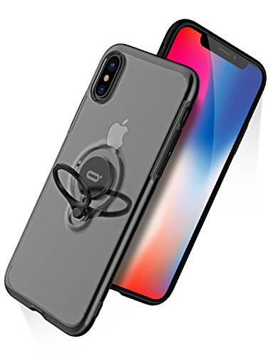 Product Cover DESOF iPhone X Case, iPhone 10 Case with Ring Holder Kickstand, 360°Adjustable Ring Grip Stand Work with Magnetic Car Mount Anti-Fingerprint Slim Cover for Apple iPhone X (2017) 5.8 inch - Clear