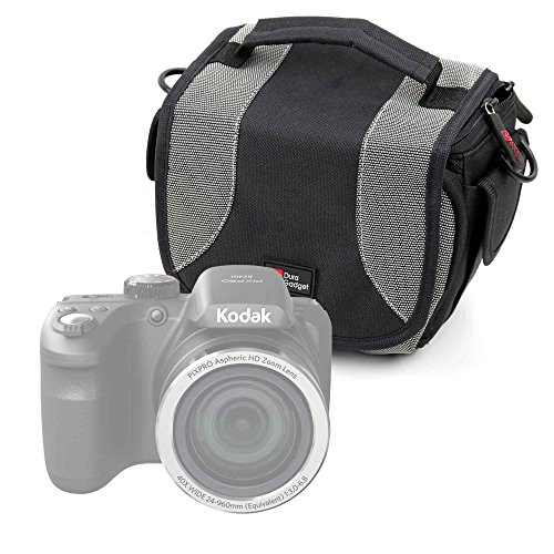 Product Cover DURAGADGET Black & Silver Carry Case w/Shoulder Strap - Compatible with Kodak Pixpro AZ252 | AZ365 | AZ521 | AZ522 | AZ525 | AZ651 | FZ201 | FZ41 | FZ51 | WP1 Sport | AZ251 & Pixpro AZ251