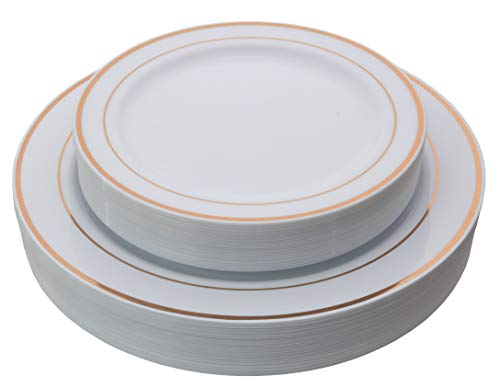 Product Cover Exquisite Reflective Plastic Plates-60 Peices Premium Heavyweight Plastic Dinnerware (30-10.25