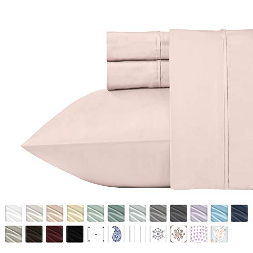 Product Cover California Design Den 400 Thread Count 100% Cotton Sheet Set, Blush Twin XL Sheets 3 Piece Set, Long-Staple Combed Pure Natural Cotton Bedsheets, Soft & Silky Sateen Weave