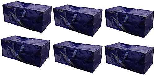 Product Cover EarthWise Storage Bags Extra Large Heavy Duty Reusable Moving Totes w/Zipper Closure Backpack Carrying Handles - Compatible with IKEA Frakta Hand Carts Boxes Bin (Pack of 6)