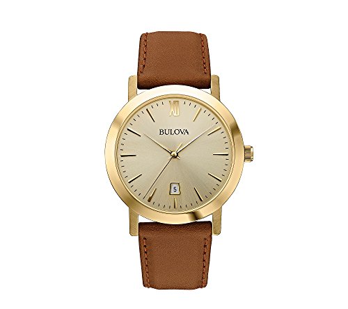 Product Cover Bulova Men's 38mm Classic Goldtone Brown Leather Strap Watch