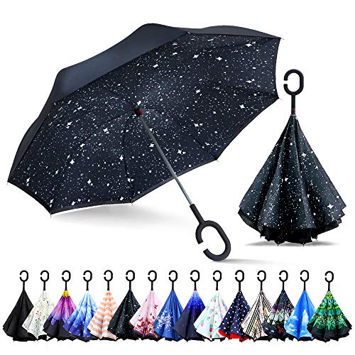 Product Cover ZOMAKE Inverted Umbrella, Double Layer Reverse Umbrella Large Inside Out Umbrella with UV Protection, Windproof Upside Down Umbrellas for Women with C-Shaped Handle