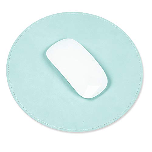 Product Cover ProElife Home/Office Round Premium PU Leather Mouse Mice Pad Mat Smooth Surface Non-Slip Noiseless for Magic Mouse Surface Mouse Mice and Wired/Wireless Bluetooth Mouse (Turquoise Blue)