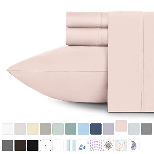 Product Cover Best Luxury 400-Thread-Count 100% Cotton Sheet Set, Blush Queen Sheets, 4-Piece Long-staple Combed Pure Cotton Bedsheet For Bed, Soft & Silky Sateen Sheets Fits Mattress 16'' Deep Pocket