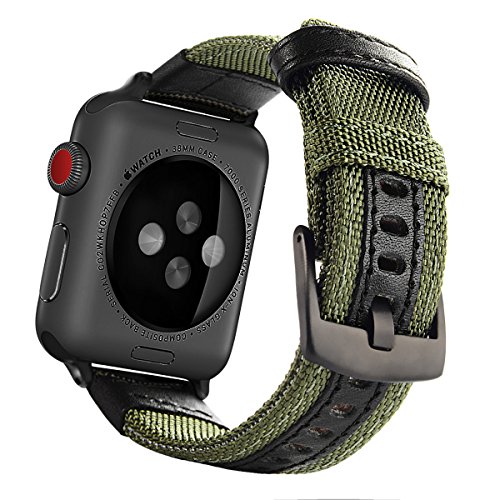 Product Cover Maxjoy Compatible with Apple Watch Band, 42mm 44mm Nylon Watch Strap Replacement Bands with Metal Clasp Compatible with Apple iWatch Series 4 Series 3 Series 2 Series 1 Sport & Edition, Army Green