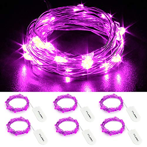 Product Cover CYLAPEX 6 Pack Purple Fairy Lights Battery Operated String Lights Firefly Lights Micro Moon LED Starry String Lights on 3.3ft/1m Silvery Copper Wire for DIY Christmas Decoration Costume Wedding Party