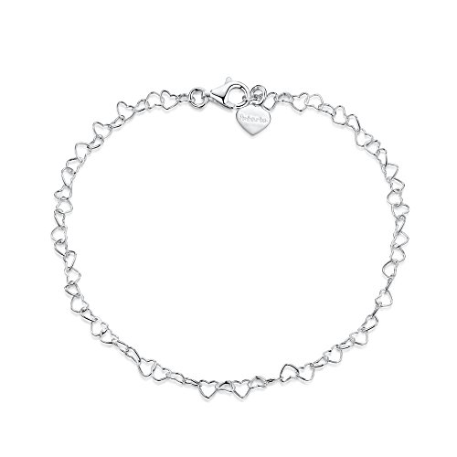 Product Cover 925 Fine Sterling Silver Naturally Adjustable Anklet - 3 mm Heart Chain Ankle Bracelet - up to 10