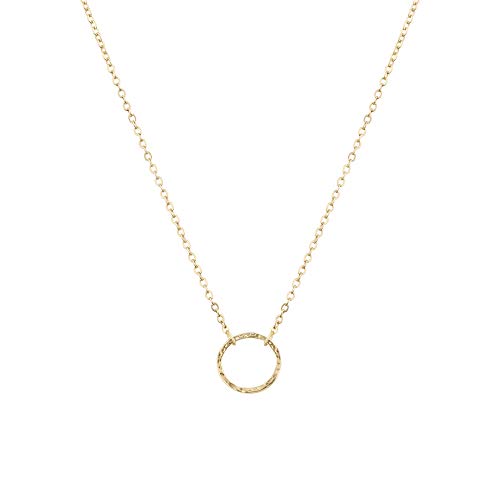 Product Cover Fettero Necklace for Women Dainty Handmade 14K Gold Fill Carved New Moon Phase Pendant Circle Chain Minimalist Jewelry