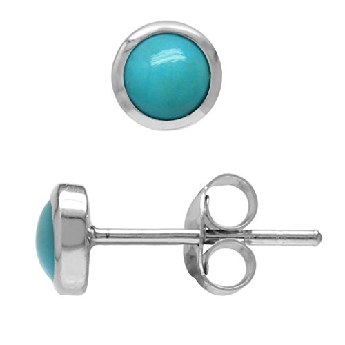 Product Cover Silvershake 4mm Petite Genuine Round Shape Arizona Turquoise 925 Sterling Silver Stud Earrings