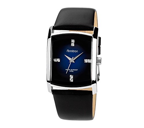 Product Cover Armitron Men's Crystal Accented Gray Degrade Black Leather Strap Watch