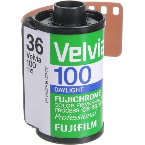 Product Cover Fujifilm Fujichrome Velvia RVP 100 Color Slide Film ISO 100, 35mm Size, 36 Exposure, RVP100-36, Transparency.
