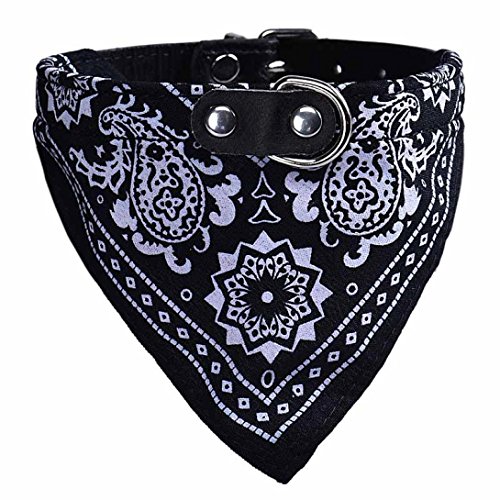 Product Cover Howstar Pet Neckerchief, Adjustable Puppy Collar Dog Bandana Scarf Doggy Necklace (M, Black)