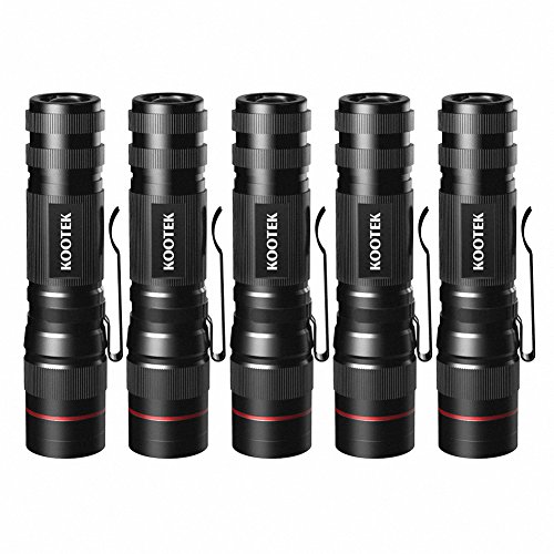 Product Cover Kootek 5 Pack Super Mini Flashlights LED Waterproof Zoomable Bright Flashlight for Kids Child Outdoor Hiking Biking Camping Cycling Emergency Light (0.83 Inch Wide)
