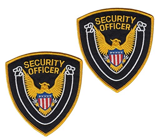 Product Cover 2 Pack - Security Guard, Officer Shoulder Patch, Golden American Eagle, Embroidered