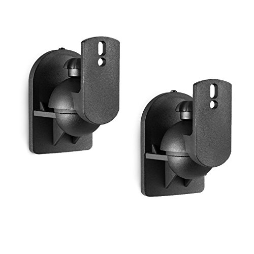 Product Cover WALI Dual Speaker Wall Mount Brackets Multiple Adjustments for Bookshelf, Surround Sound Speakers, Hold up to 7.7 lbs, (SWM202), 2 Packs, Black
