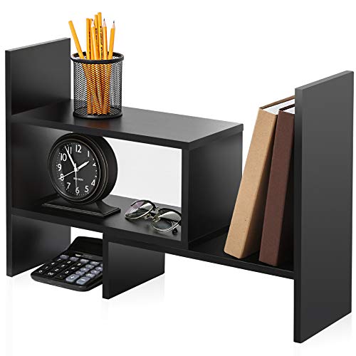 Product Cover FITUEYES Wood Adjustable Display Shelf Desktop Organizer Office Storage Rack Corner Bookcase DT306801WB