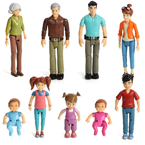 Product Cover Beverly Hills Doll Collection  Sweet Li'l Family Set of 9 Action Figure Set- Grandpa, Grandma, Mom, Dad, Sister, Brother, Toddler, Twin Boy & Girl