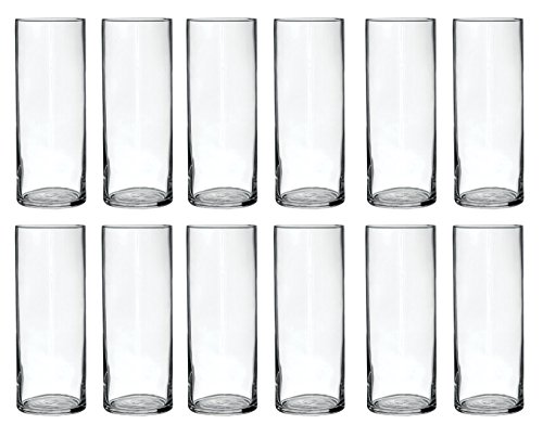 Product Cover Treasures Untold Glass Cylinder Vases Bulk Set of 12 for Wedding Reception Centerpiece Sets and Formal Dinners (9 Inch)
