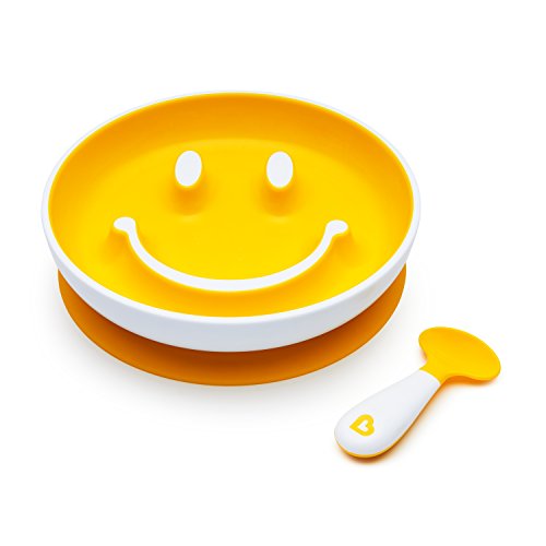 Product Cover Munchkin Smile 'n Scoop Suction Training Plate and Spoon Set, Yellow