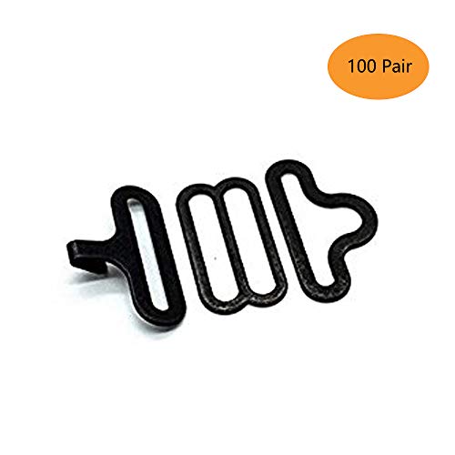 Product Cover 100 Sets Adjustable Bow Tie Hardware Clip Set, Metal Cravat Clip Hook Fastener for Necktie Strap (Black)
