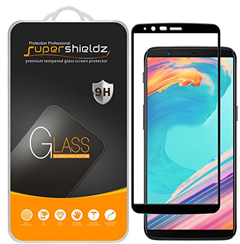 Product Cover (2 Pack) Supershieldz for OnePlus 5T Tempered Glass Screen Protector, (Full Screen Coverage) Anti Scratch, Bubble Free (Black)