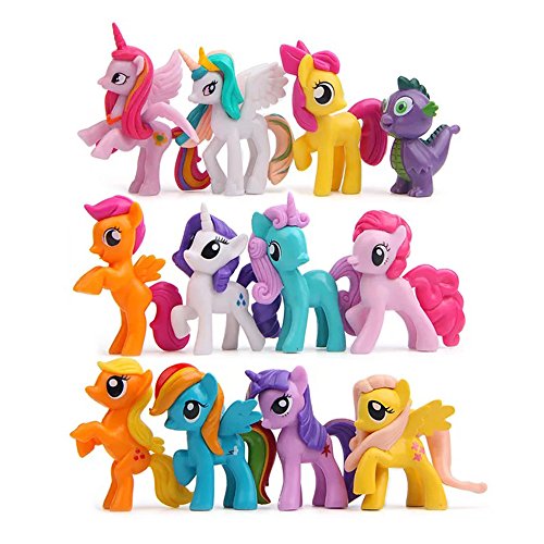 Product Cover QTFHR 12 pcs (1 set) Little Pony Toys Figurines Playset, Cake decoration