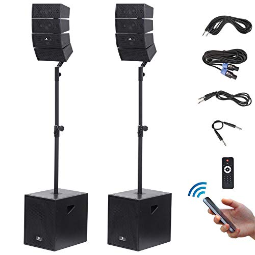 Product Cover PRORECK Club 3000 12-Inch 3000 Watt DJ/Powered PA Speaker System Combo Set with Bluetooth/USB/SD Card/Remote Control (Two Subwoofers and 8X Array Speakers Set)