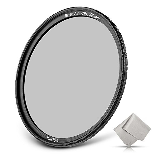 Product Cover YSDIGI Ultra-Slim 58mm Circular Polarizer Filter, CPL Filter with Lens Cloth, Multi-Coated, High Definition Schott B270 Glass, Nano Coatings, HD CPL Filter for Outdoor Photography.