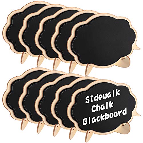 Product Cover Famistar Mini Thicker Chalkboards Signs,10 PCS Sidewalk Chalk Blackboard Wood Small Message Board Place Cards for Weddings,Parties,Table Numbers,Food Signs,Special Event Decoration with Easel Stand