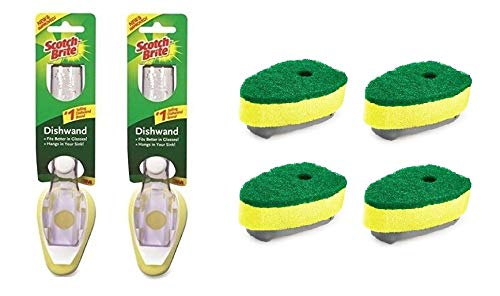 Product Cover Scotch-Brite (2 Dishwands and 6 Refill Replacement Heads) Heavy Duty Dish Wand Sponge For Kitchen Sink Cleaning Brush