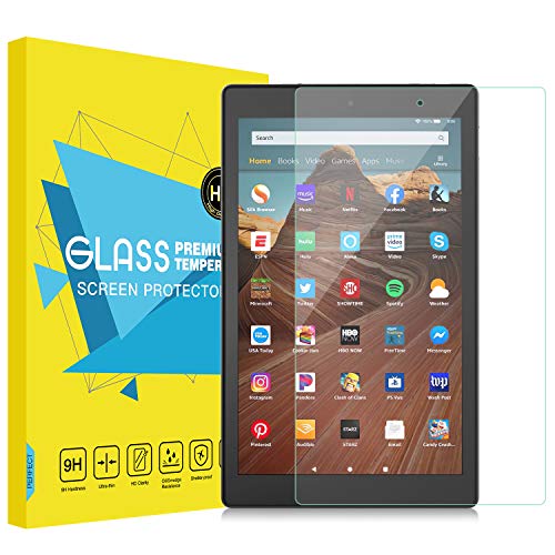 Product Cover MoKo Screen Protector Compatible with All-New Amazon Fire HD 10(7th Generation and 9th Generation, 2017 and 2019 Release),Anti Scratch 9H Hardness HD Clear Tempered Glass Tablet Screen Protector Film
