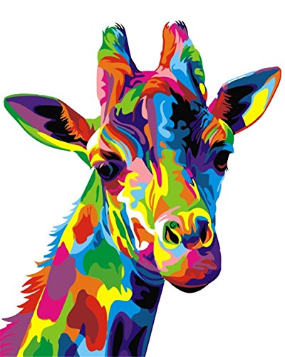 Product Cover Paint by Numbers for Adult, DIY Paint by Number Kits for Kids Beginner on Canvas Painting, Colorful Giraffe 16x20inch