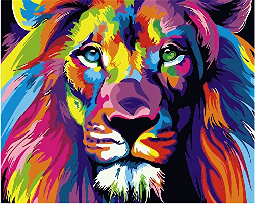 Product Cover Komking Paintworks Paint by Number Kit for Adults Kids Beginner, DIY Canvas Painting by Numbers for Home Decoration, Colorful Lion 16x20inch