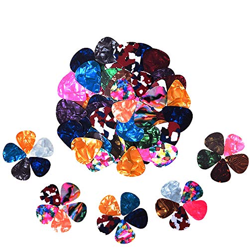 Product Cover 60 Pack Abstract Art Colorful Guitar Picks, Unique Guitar Gift For Bass, Electric & Acoustic Guitars Includes 0.46mm, 0.71mm, 0.96mm